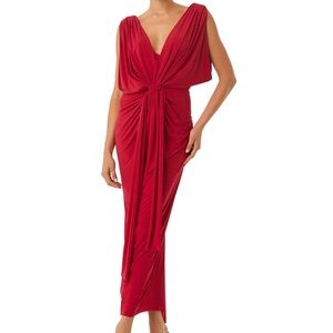 Misa Xenia Dress Lipstick Red Drape Knot Formal S